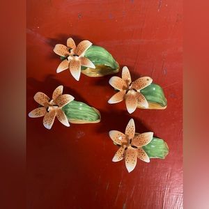 VINTAGE Bone China 1986 Philippines Pia Lily Napkin Holders Set Of 4